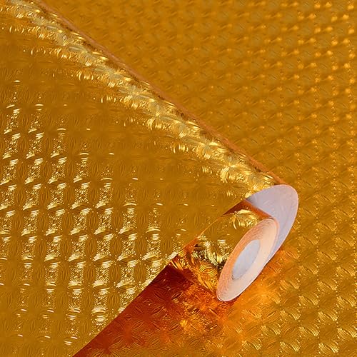 Carta Adesiva Oro Metallo Spazzolato 40CM (15.74 Pollici) per Elettrodomestici, Carta da Parati Autoadesiva Impermeabile da Staccare e Attaccare, Pellicola Vinilica per Frigorif(Size:300CM,Color:Gold)