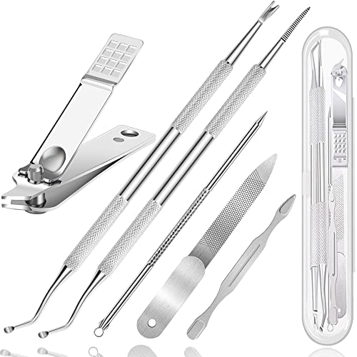 Premium 6PCS Ingrown Toenail Tools, Nail File and Lifter, Foot Nail Treatment Tool, Toe Nail Removal Clippers, Upgraded Stainless Steel, Professional Pedicure Tools, With Nail Cutter Trimmer