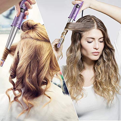 Curling Iron 5 in 1 BESTOPE Hair Curling Wand Set Hair Wand 0.5\'\' to 1.25\'\' Ceramic Barrels for Women Hair Styling with 6 Heat LCD & Detachable Power Cord, Include Glove, Hair Clips & Storage Bag