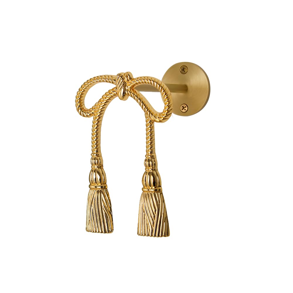 Embrasses de Rideaux - Embrasses élégantes en Laiton pour Rideaux - Crochets muraux pour la décoration du Salon, de la Chambre et de la Cuisine (1 pièce Longue), 1 pièce,1pc-Long