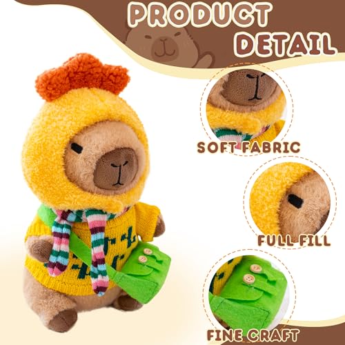 Image of Capybara Plush for Boys Girls Birthday Dress Up Cute Plushies,10 Pcs Set,9 Clothes and Accessories Kawaii Stuffed Animal Plushie Toy, Soft Peluche Doll for Kids 10.2 in