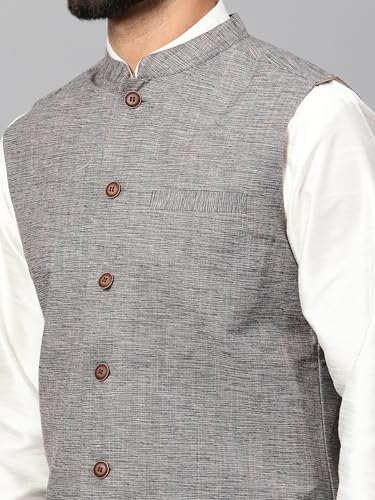 Image of LATEST CHIKAN Men's Traditional Cotton Solid Nehru Jacket /Waistcoat