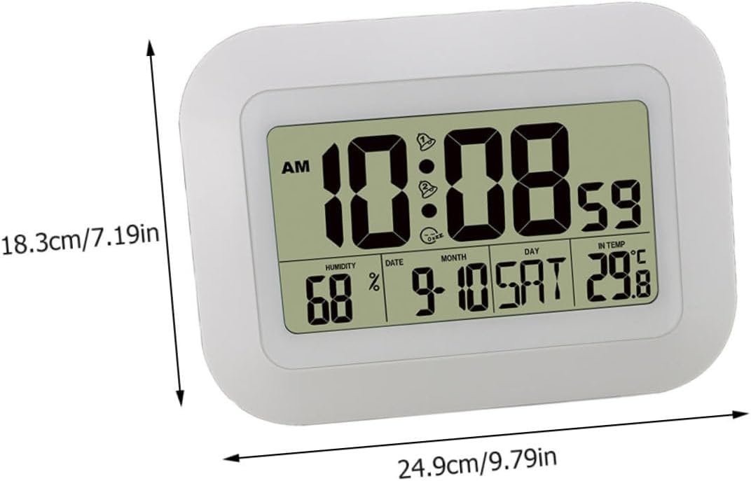 Cabilock 1Pc Multi Functional Hanging Clock with Temperature and Humidity Display Compact Alarm Clock for Bedroom Office and Living Room Decorative Design