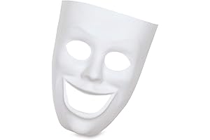 Creativity Street PM4209 Plastic Mask, Happy Face White Medium