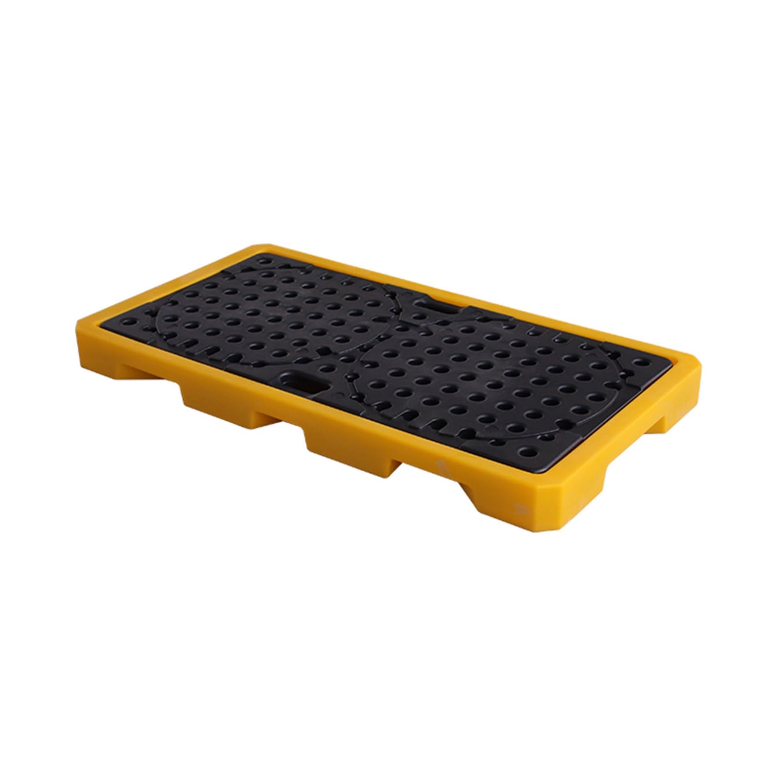 Stapelbare Auffangwanne Für Industrieöl, Robuste Und Auslaufsichere Polyethylen-Ölfasswanne Mit Abfluss, 2 Stück, Ideal Für Werksgaragen, Gelb, 51,18 X 26,77 X 3,94 cm