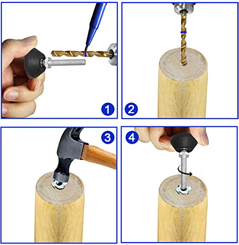 ZHANChen Furniture leveling Feet Adjustable Table Foot Screw in Feet M10x 50mm with Drive Nut for Furniture Appliances and Small Equipment 8pcs Leveling Feet + 8pcs Drive Nuts - Image 3