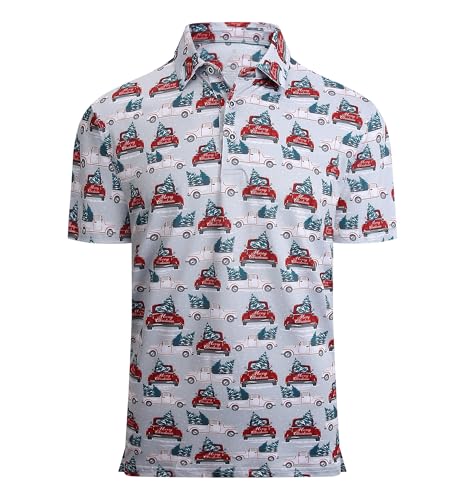 Alex Vando Mens Hawaiian Golf Shirt Moisture Wicking Digital Print Golf Shirts for Men