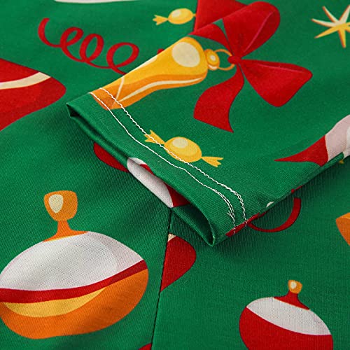 Dames Kerstmis Eendelige Jumpsuits Bodycon Slim Button Down Rits Lange Mouwen Rompers Nachtkleding Bodysuit, C Groen, S - Afbeelding 7