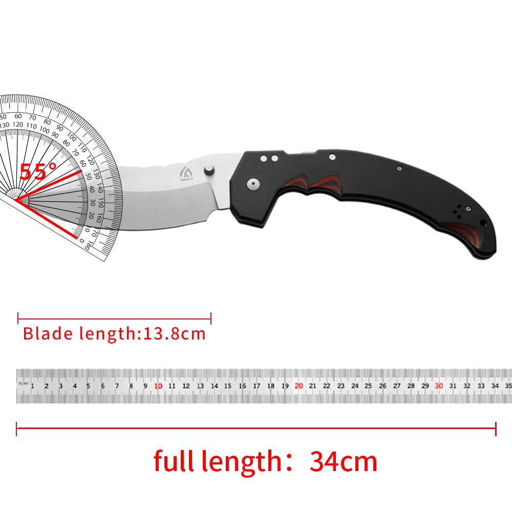 HUANG FU Outdoor Knife, Survival Knife, Folding Knife, Nylon Fiberglass Handle, Suitable for Outdoor Activities, Hiking and Hiking, Men's Gift (grey)