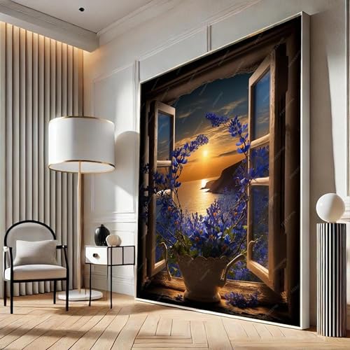 Tableau représentant une vue sur l'océan au coucher du soleil