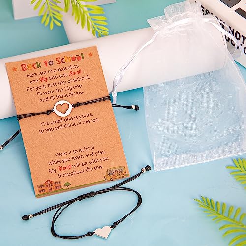 Image of EOBOH Back to School Supplies, Back to School Bracelet Mommy and Me, Prek Matching Wish Bracelets Set, Adjustable Bracelet for Boys Girls Gifts Stuff Bulk