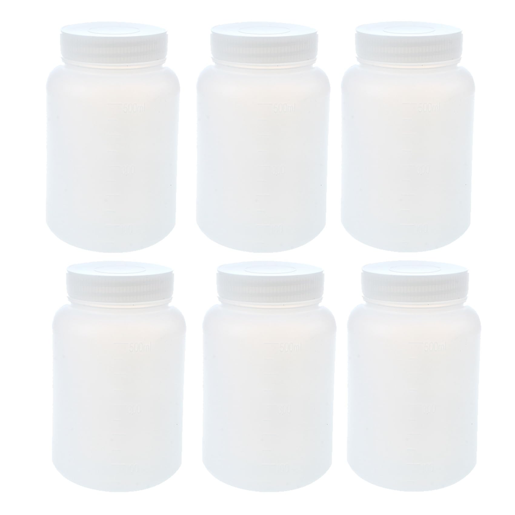 Jnchdghwa 6X Laboratory Chemical Storage Case White Plastic Widemouth Bottle 500mL