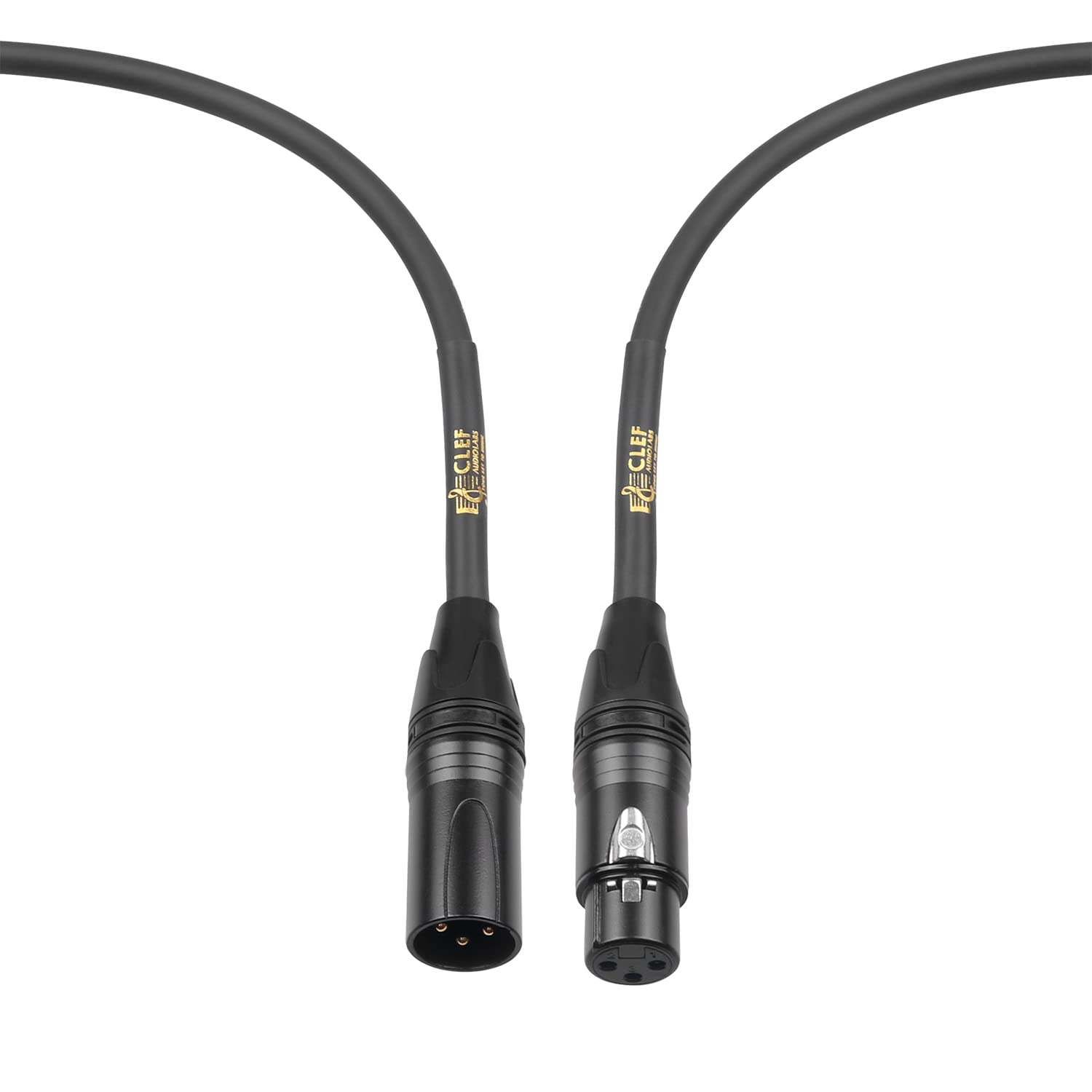 XLR Cable, 25 Feet, 22AWG Cord with Male to Female Connections for Microphone and Audio Interface, Black PVC Jacket, Zinc Alloy Shell, Gold Plated 3-Pin Connectors