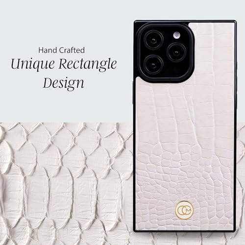 Image of COCOMII Rectangle for iPhone 15 Pro Max Case, Ivory Crocodile Leather