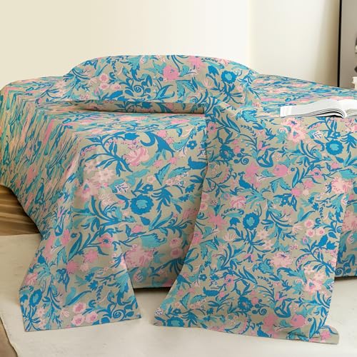 Image of Weave & Decor Super Soft Comfortable 144 TC 90x90 inches Printed Cotton Double Bed Bedsheet with Two Pillow Covers