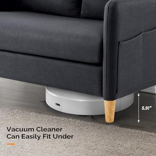 VINGLI 47 Linen Loveseat Sofa – Mid-Century Modern Mini Couch for Small Spaces