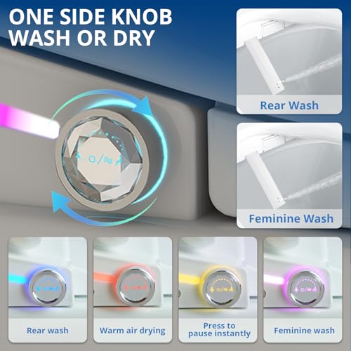 Image of Electric Heated Bidet Toilet Seat Elongated with Remote & Side Control Knob