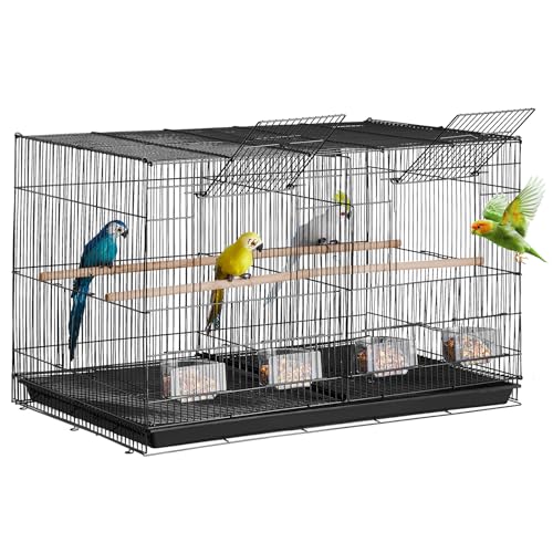 VEVOR Vogelkäfig, Metallkäfig für kleine Papageien, Kanarienvögel, Nymphensittiche, Unzertrennliche, Finken, Wellensittiche, Conures, Vogelhaus für unterwegs mit Griff & Sitzstangen, 760x465x465mm
