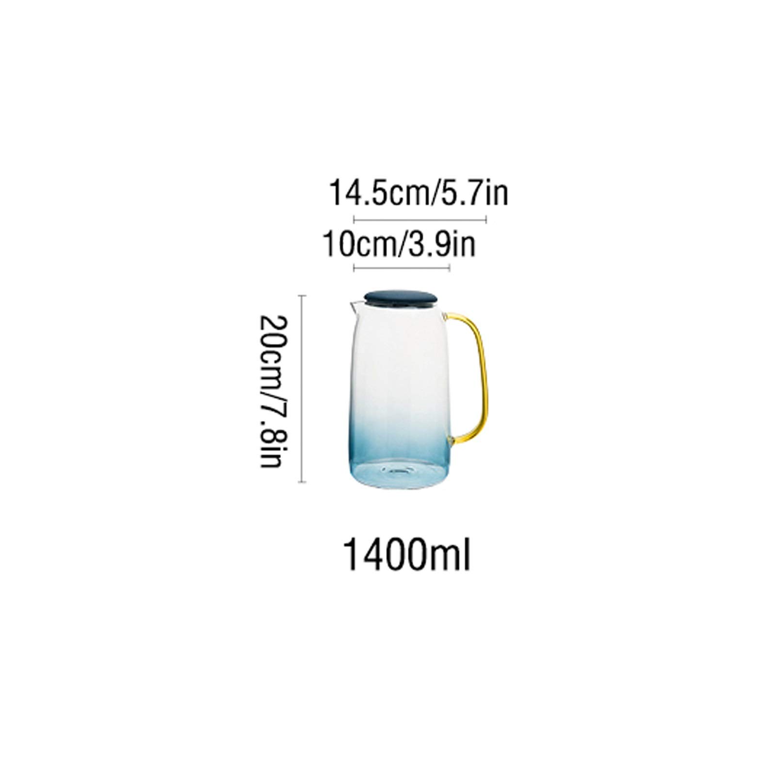 LOWLIU Caraffe di tè Freddo Brocca di Vetro di Grande capacità con Manico Teiera in Vetro Resistente ad Alta Temperatura Senza gocciolamento for tè ghiacciato, Bevande Calde/Fredde brocche