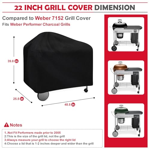 Housse Weber Performer 22 pouces bâche gril charbon imperméable - 3