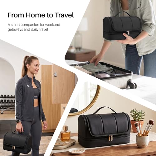 Noldena Hänge Haartrocknertasche, kompatibel mit Dyson Airwrap und Shark FlexStyle, Wasserabweisende Organizer Tasche mit Trennwand, Reise Kosmetiktasche, Geschenk für Frauen, Schwarz