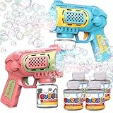 EagleStone Bubble Gun Toys for 3+ Year Old Kids Boys Girls, 2 Pack Automatic Bubble Machine with Bubble Solution, Summer Outdoor Kids Toys for Ages 3-4,4-6,5-7, Birthday Gifts for 3 4 5 6 7 8 Year Old