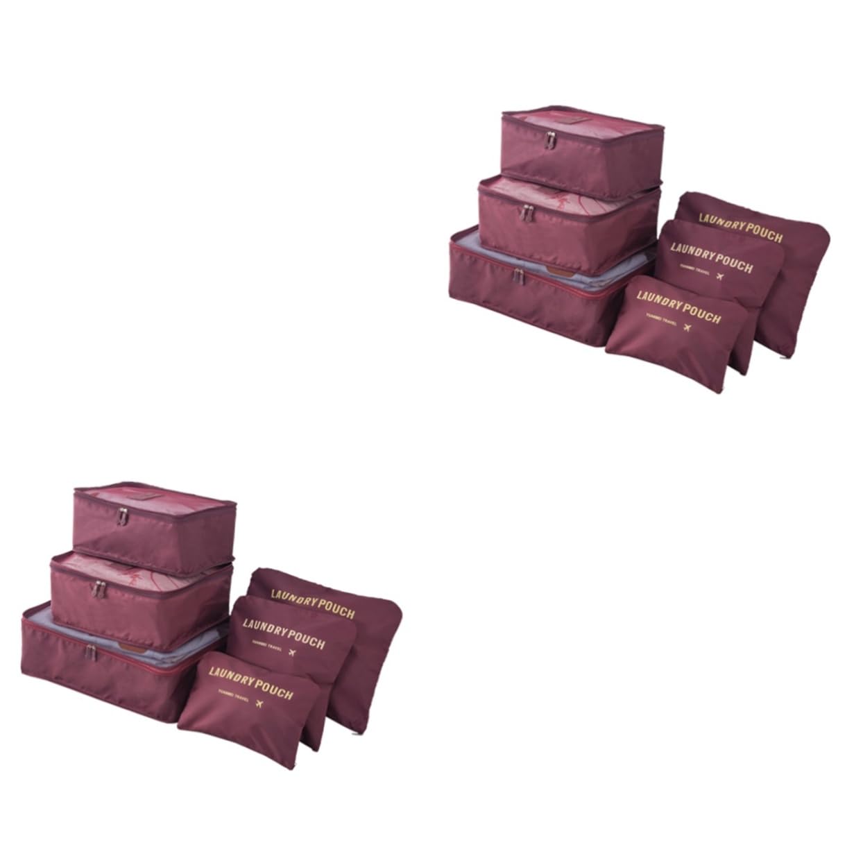 12pezzi Sacchetti Da Viaggio Organizzatori Di Luggage Di Cubi Salvaspazio Impermeabili e Resistenti Rosso Vino Con Sacchetto Per Biancheria Per Viaggi Di Famiglia