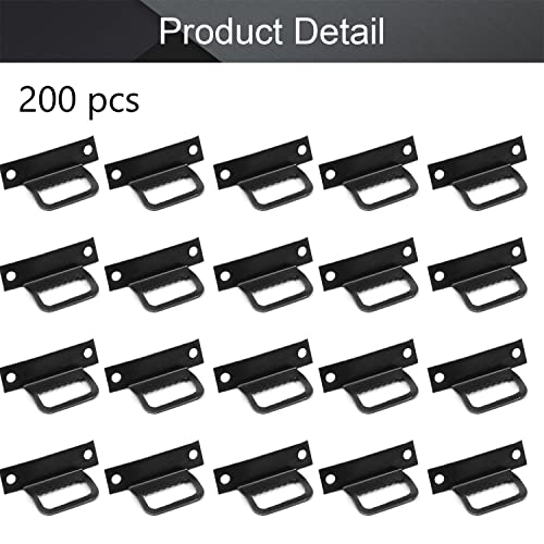 Image of MroMax 200PCS Sawtooth Picture Hangers Iron Picture Hangers 1.26 inch x 0.28 inch Double Hole Picture Frames Hangers for Hanging Clock Paintings Artwork Picture Frame Hook Photos Black