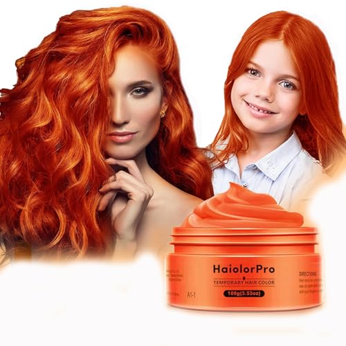 HaiolorPro Tinte temporal para el cabello naranja, lavable, cera para hombres y mujeres, máscara para fiestas o cosplay, productos para teñir el cabello sin desorden (naranja)