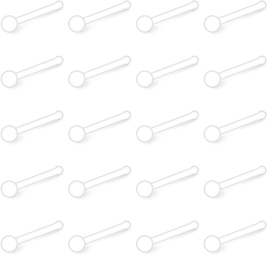 Ruifan 22G Clear Bioflex Nose Bone Ring Stud Retainer Body Jewelry Piercing Top Ball 2mm 2.5 3mm 20-30PCS