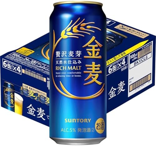 （05:00時点） 金麦 500ml 24本 【絶対もらえる金麦花やか皿キャンペーン】 [6缶×4][ サントリー ビール 新ジャンル 発泡酒 ]