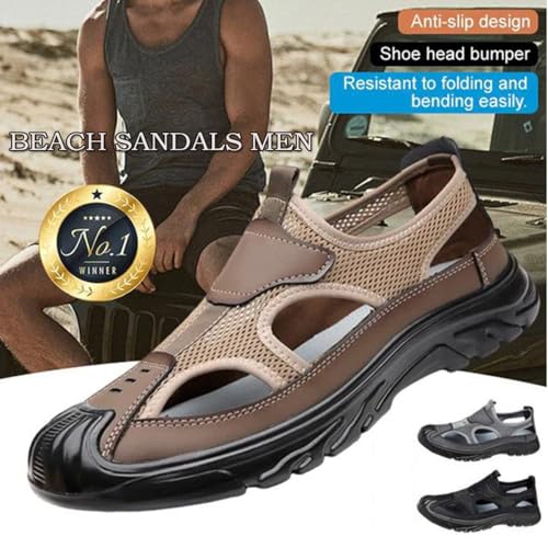 Mesh Hollow Lightweight Soft Sole Sandals, Walking Shoes Mens Slip on Hiking Sandals for Summer Beach Driving Outdoor Sports2