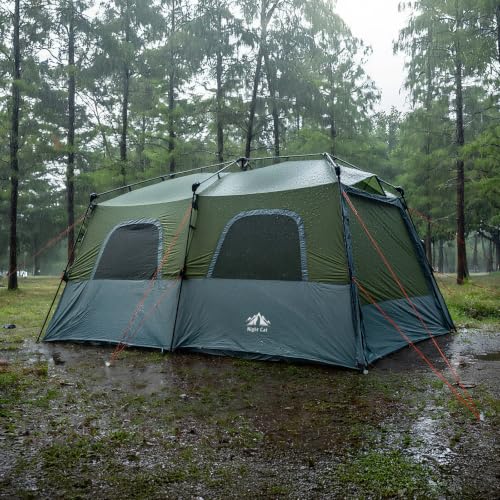 Carpa para camping Night Cat para 8 personas: Gran carpa instantánea impermeable tipo cabaña con toldo y salida de estufa para glamping familiar miniatura 5