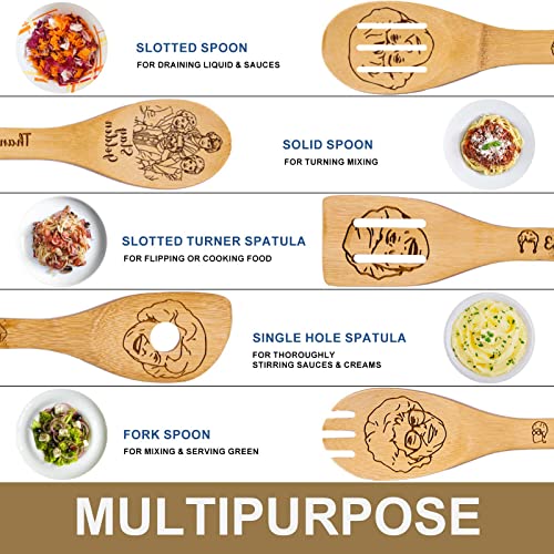 Golden Girls Wooden Cooking Spoons, Golden Girls Tv Show Merchandise Gifts, Golden Girls Gifts For Women, The Golden Girls Gifts, 5Pcs Bamboo Kitchen Utensils Set, (G01) #TOP5