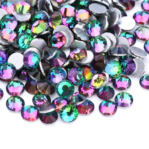 Image of Glue Fix Crystal Flatback Rhinestones Glass Diamantes Gems for Crafting Nail Art Crafts Decorations Clothes Shoes 1.6mm (ss4 2880pcs, Green Volcano)