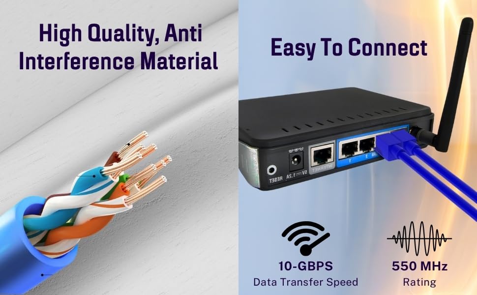 Image of HIVEN | Cat6 LAN Cable (50 meter) | High-Speed 100Mbps UTP Ethernet Cable for Router, Switch, Modem, CCTV and Computer | Durable Networking Cable