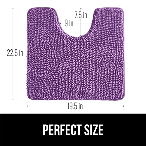 Image of Gorilla Grip Original Shaggy Chenille Oval U-Shape Contoured Mat for Base of Toilet, 22.5x19.5 Size, Machine Wash and Dry, Soft Plush Absorbent Contour Carpet Mats for Bathroom Toilets, Purple