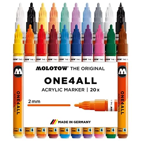 Molotow One4All 127HS Acryl Marker Main-Kit 1 (2,0 mm Strichstärke, hochdeckend und permanent, UV-beständig, für fast alle Untergründe) 20 Stück sortiert Cover