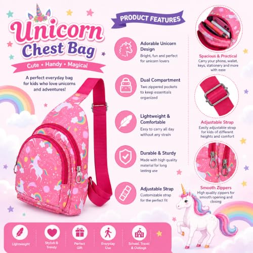 Image of Asera Chest Bags for Kids Lightweight Adjustable Straps, Multiple Pockets - Perfect for School, Travel, and Outdoor Adventures