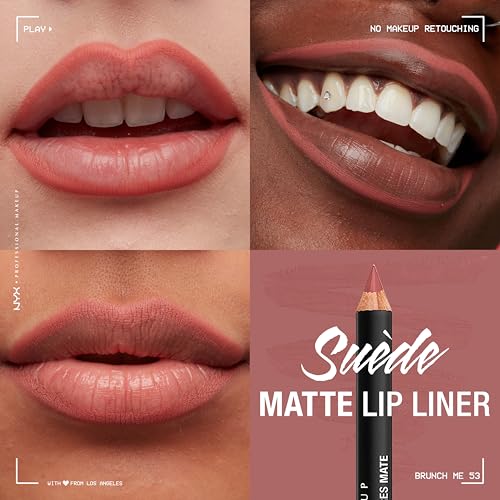 Image of NYX PROFESSIONAL MAKEUP Suede Matte Lip Liner, Velvety-Smooth, Long-Lasting Formula For A Defined Lip Makeup Look - Brunch Me (Pink)