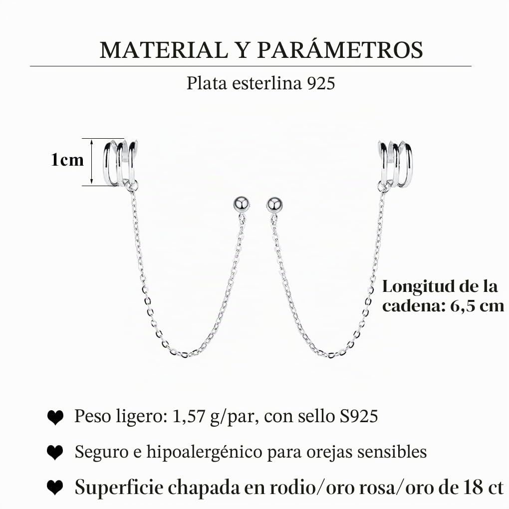 SLUYNZ 925 Plata Esterlina Puño Aretes Cadena para Mujeres Chicas Adolescentes Reptil Aretes Pendientes