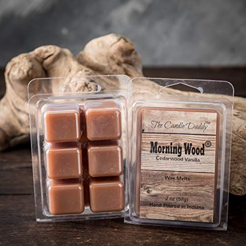 The Candle Daddy -Morning Wood- Cedarwood Vanilla Scented Wax Cubes - Maximum Scent Cedarwood Wax Melts - Candle Scent Melts- Enjoy Candle Ambience Without Flame Soot - 1 Pack - 6 Cubes- 2 oz