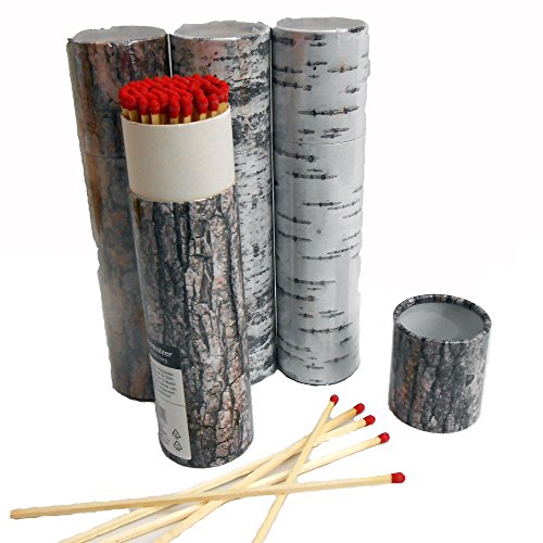 Schnäppchenladen24 4 x 75er Alrededor de Paquetes XXL Chimenea Cerillas, 20 cm, del Paquete en árbol rinden Diseño Cerillas Cerillas