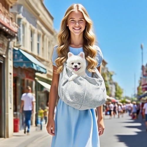 LINTRA Grau Hunde Umhängetasche, Polyester Hundetragetuch, Maximales Traggewicht 7,5 kg, Hunde Tragetuch, Bauchtragetasche Hund, für Spaziergänge und Outdoor Aktivitäten