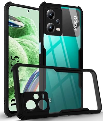 Image of Jkobi Back Cover Case for Xiaomi Poco X5 5G (Shockproof with Polycarbonate Clear Panel | Professional Black)