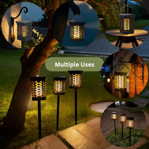TENECO Solar Flame Lantern Outdoor Hanging Lantern with Realistic Flickering Flame - Image 4