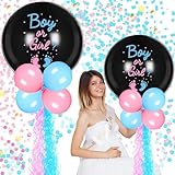 91CM Schwarzer Ballon zur Geschlechtsenthüllung – Boy or Girl großes bedrucktes Partydekorationsset, Dekoration für Babyparty zur Geschlechtsenthüllung