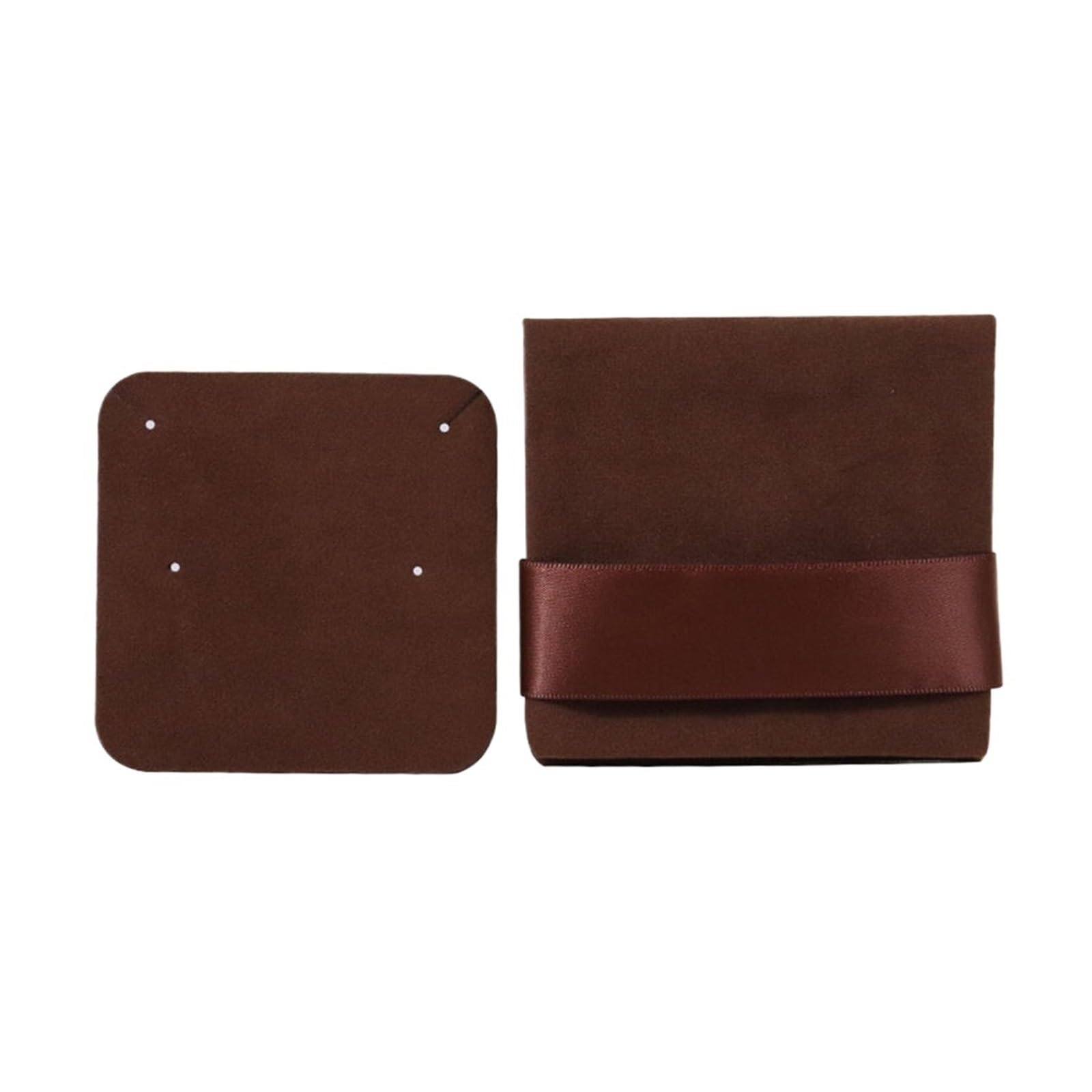 SHENJMAI Velvet Jewelry Pouches Velvet Jewelry Storage Bag Knitted Fabric Flip Ribbon for Earrings Necklace Square Socket Thicken Packaging(C-Coffee)
