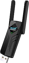 USB WiFi 6 Adapter with Bluetooth Dual 3dBi Antennas 5GHz/2.4GHz Dual Band Wireless Network Adapter for Desktop PC Laptop Windows 11/10/7 Gaming Streaming Stable Connection