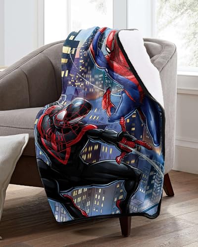 Image of Northwest Marvel Spider-Man Into The Spider-Verse 2 Miles & Peter Silk Touch Lap Throw Blanket 46 inch X 60 inch